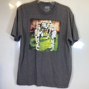 Star Wars Gray Short Sleeve Shirt Sz L Stormtrooper BBQ